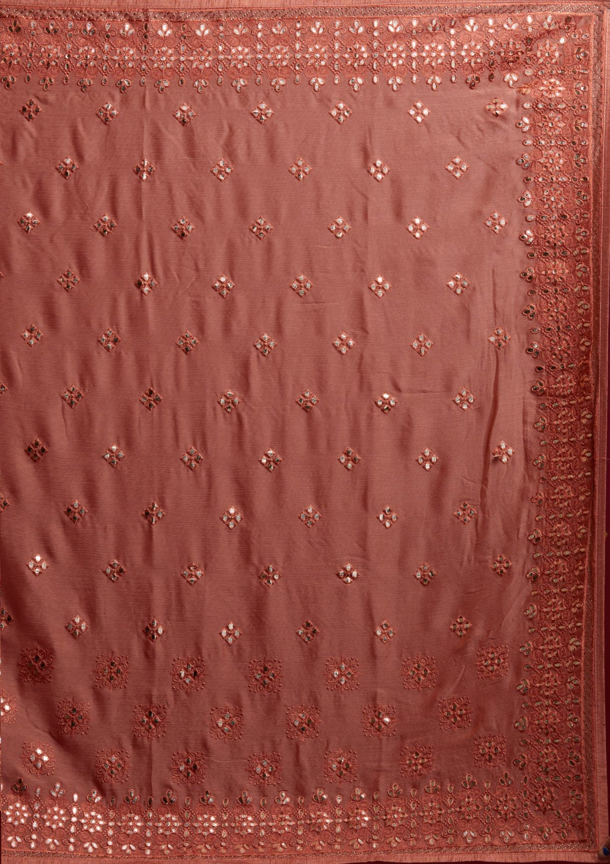 Rust Gotapatti Semi Crepe Designer Saree - koskii