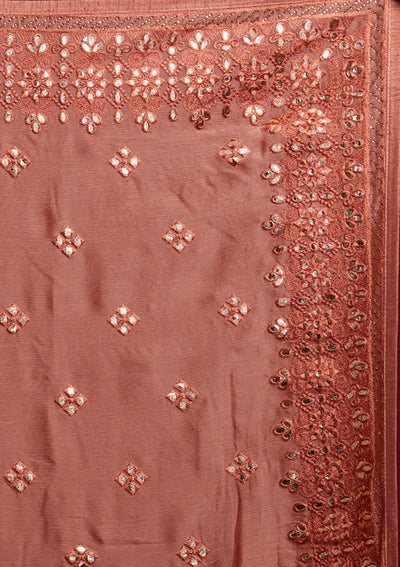 Rust Gotapatti Semi Crepe Designer Saree - koskii