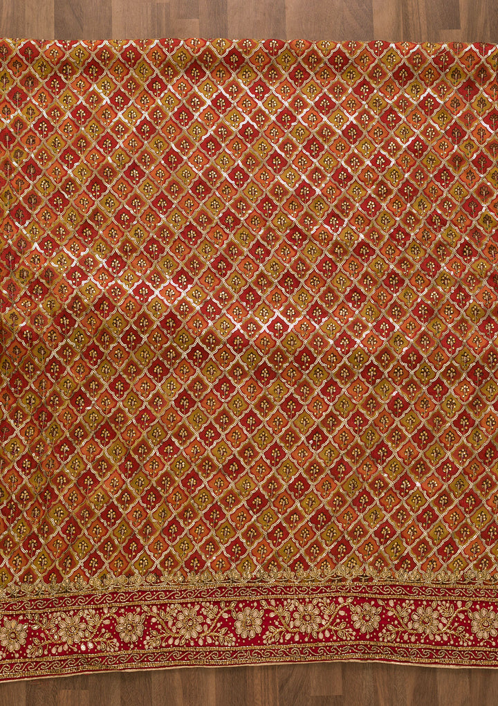 Rust Sequins Georgette Unstitched Salwar Suit-Koskii