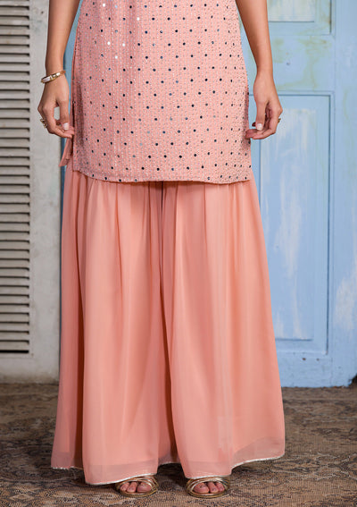 Rust Mirrorwork Georgette Salwar Suit-Koskii