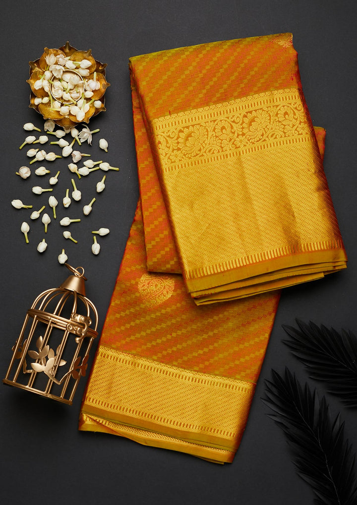 Rust Zariwork Pure Silk Designer Saree - Koskii