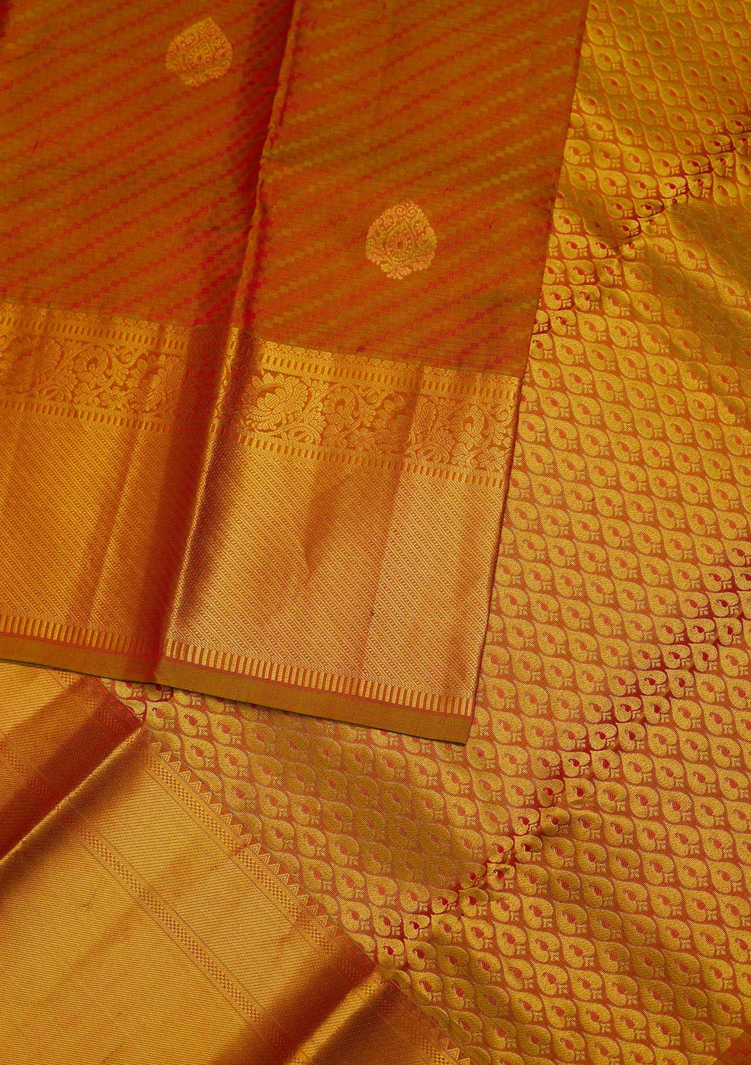 Rust Zariwork Pure Silk Designer Saree - Koskii