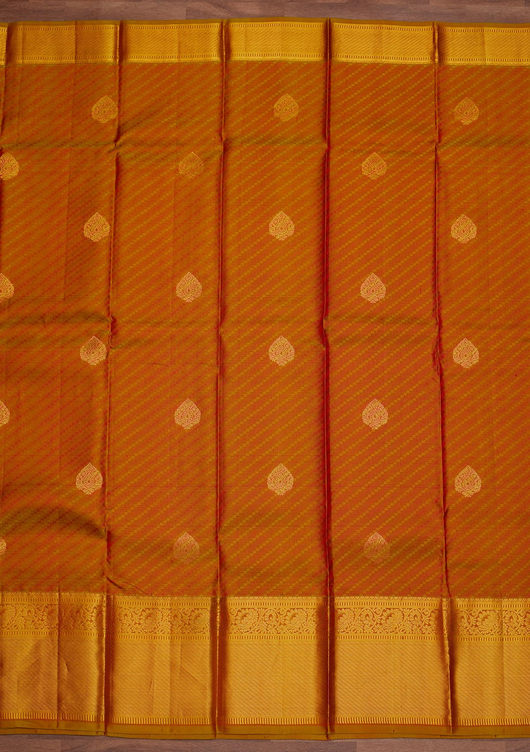 Rust Zariwork Pure Silk Designer Saree - Koskii
