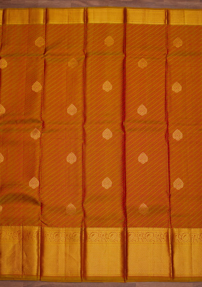 Rust Zariwork Pure Silk Designer Saree - Koskii