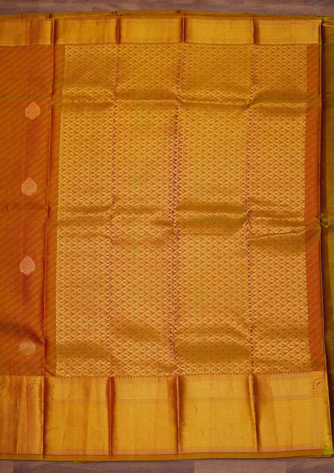 Rust Zariwork Pure Silk Designer Saree - Koskii