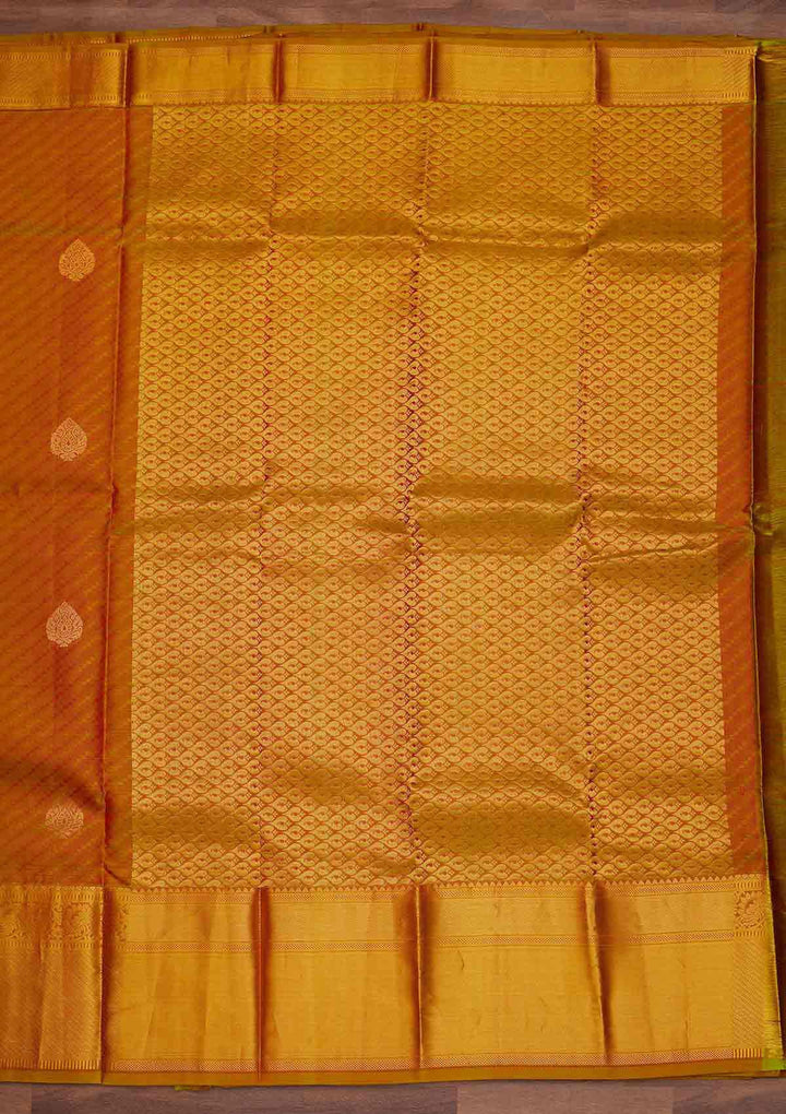 Rust Zariwork Pure Silk Designer Saree - Koskii