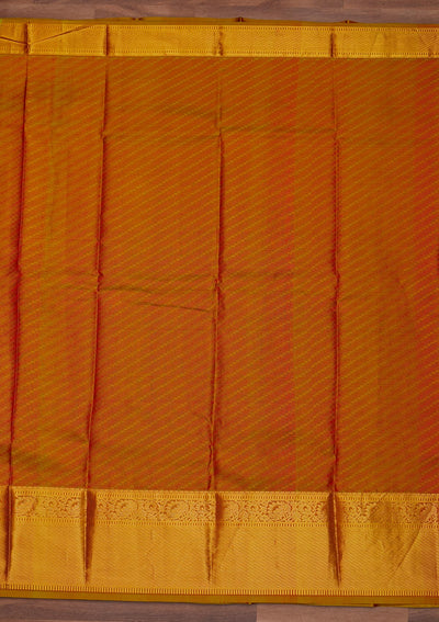 Rust Zariwork Pure Silk Designer Saree - Koskii