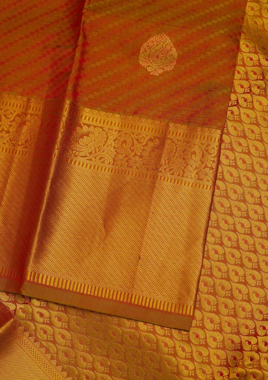 Rust Zariwork Pure Silk Designer Saree - Koskii