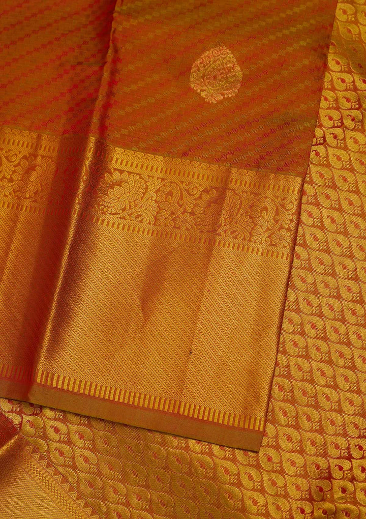 Rust Zariwork Pure Silk Designer Saree - Koskii