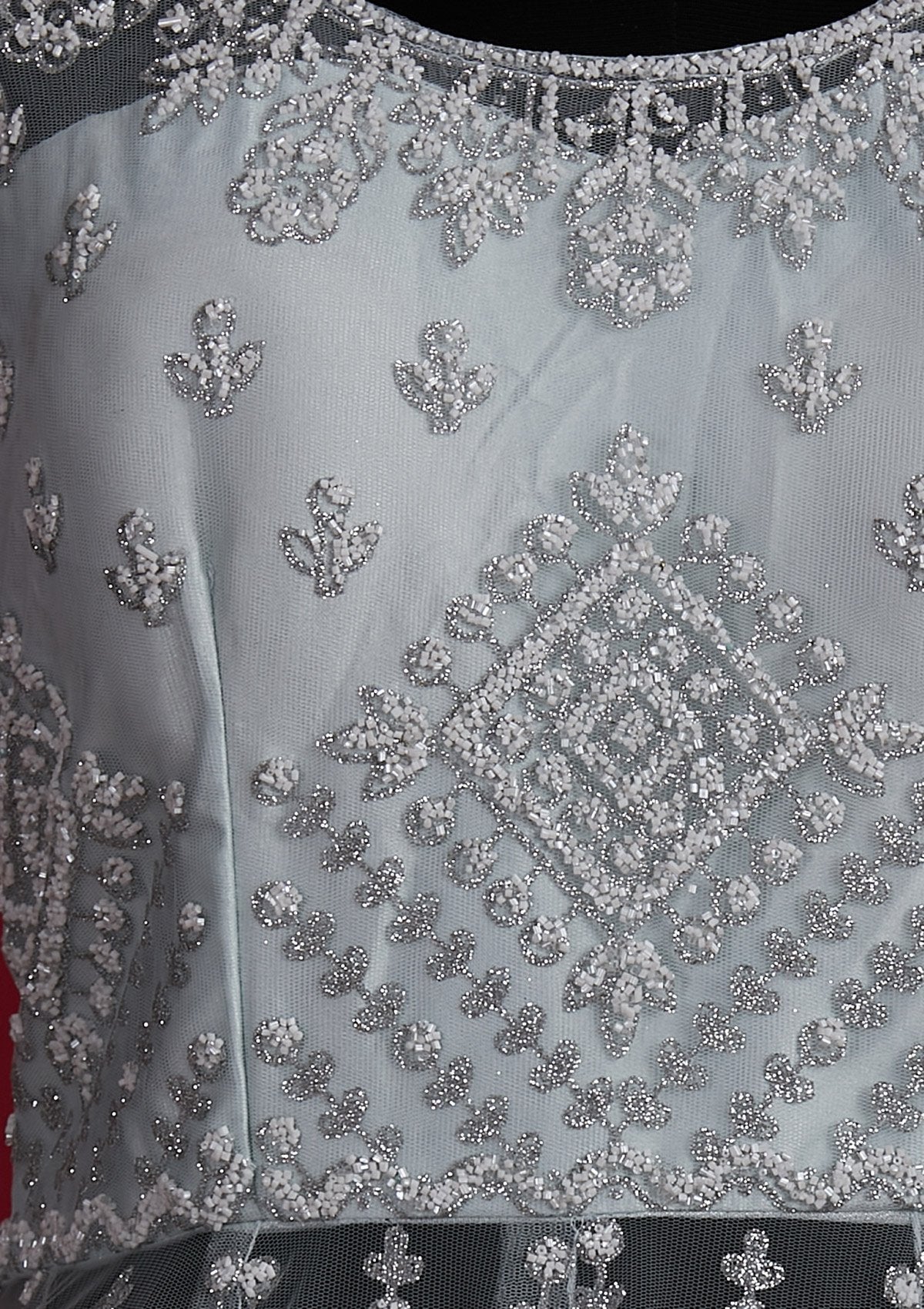 Sea Green Glitter Net Designer Lehenga - Koskii