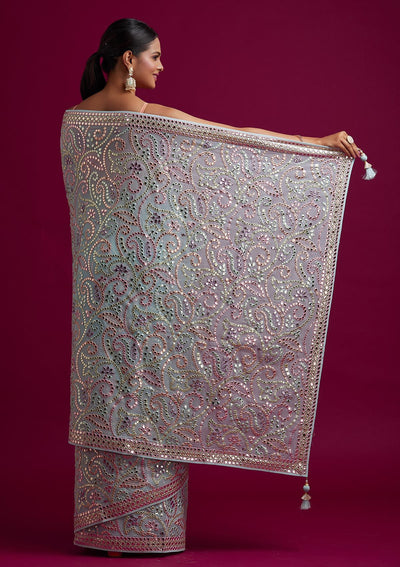Sea Green Gotapatti Georgette Designer Saree - koskii