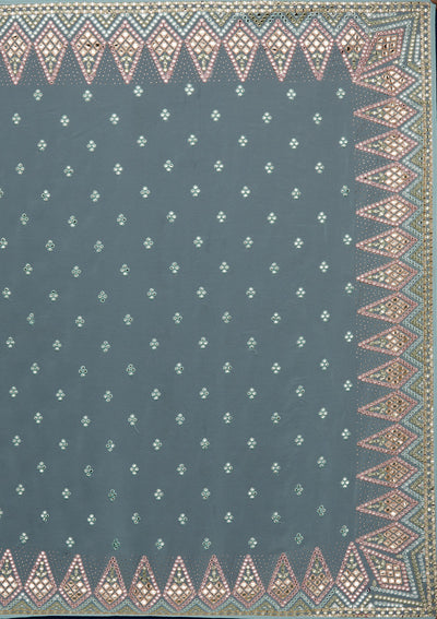 Sea Green Gotapatti Georgette Designer Saree - Koskii