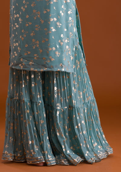 Sea Green Print Georgette Designer Salwar Suit-Koskii