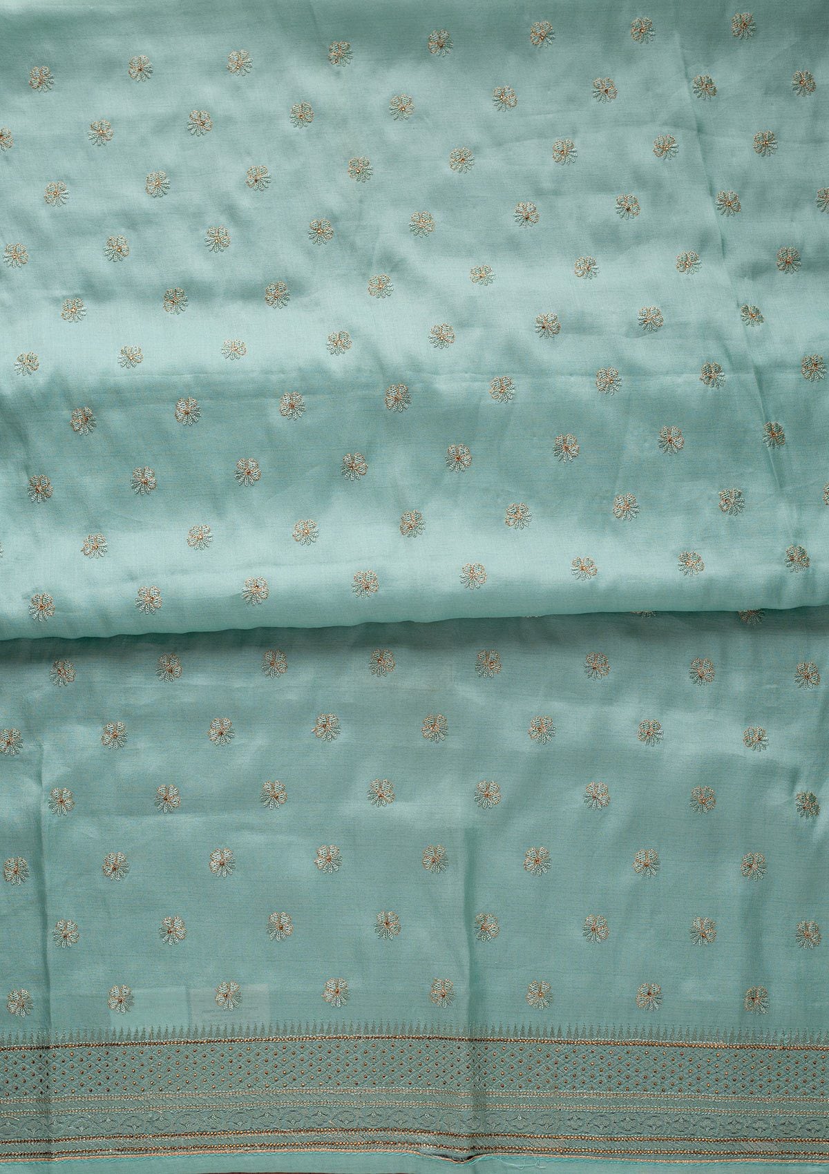 Sea Green Swarovski Chanderi Designer Unstitched Salwar Suit - koskii