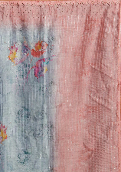 Sea Green Swarovski Taffeta Silk Saree - Koskii