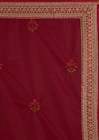 Sea Green Threadwork Raw Silk Designer Semi-Stitched Lehenga - koskii