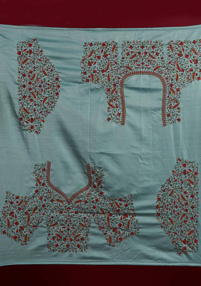 Sea Green Threadwork Raw Silk Designer Semi-Stitched Lehenga - koskii