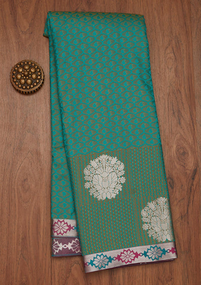 Sea Green Zariwork Art Silk Designer Saree - Koskii