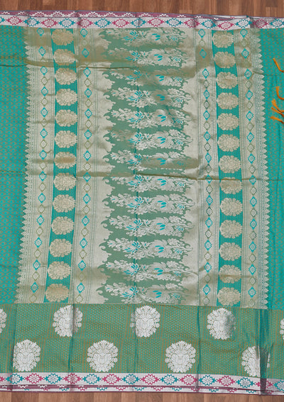 Sea Green Zariwork Art Silk Designer Saree - Koskii