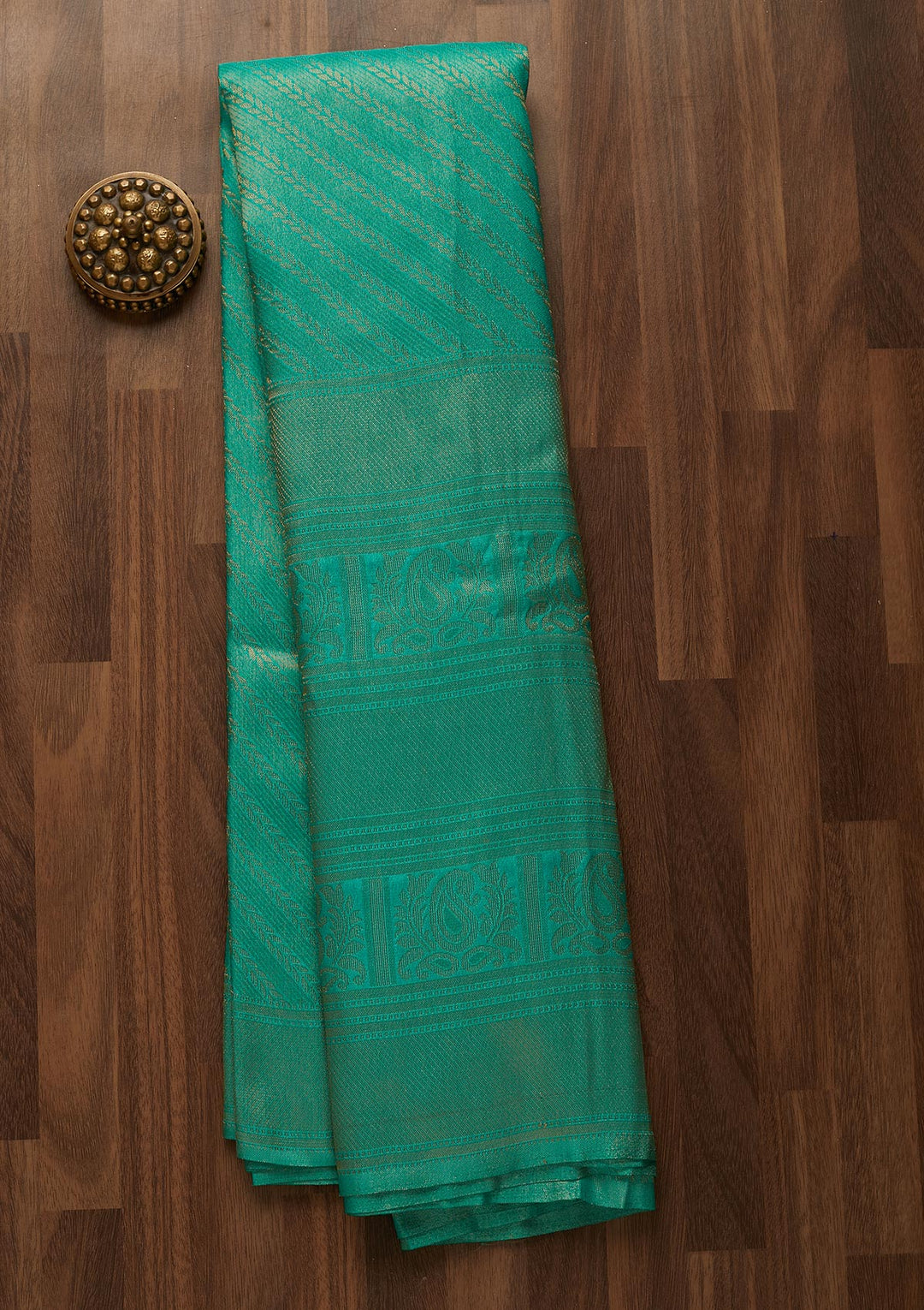 Sea Green Zariwork Art Silk Saree-Koskii
