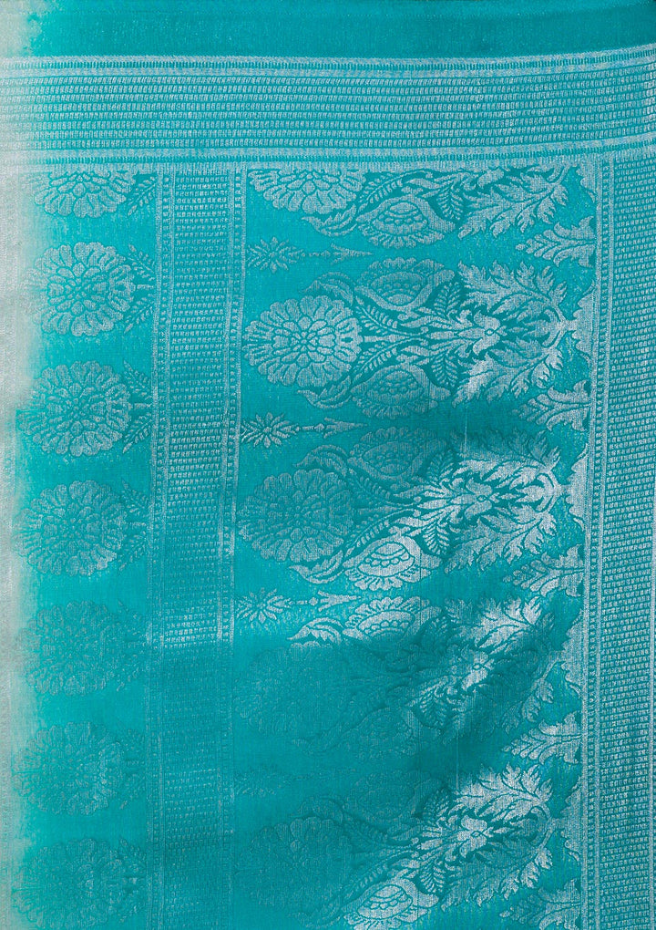 Sea Green Zariwork Art Silk Designer Saree-Koskii