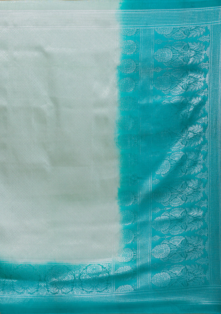 Sea Green Zariwork Art Silk Designer Saree-Koskii