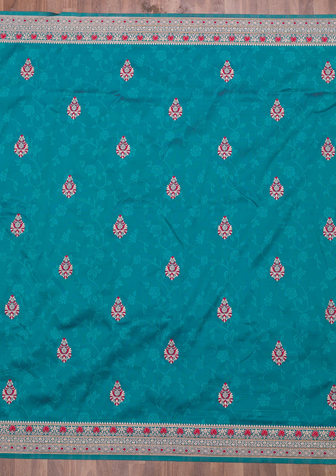 Sea Green Zariwork Art Silk Saree-Koskii