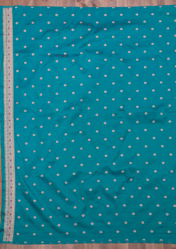 Sea Green Zariwork Art Silk Saree-Koskii