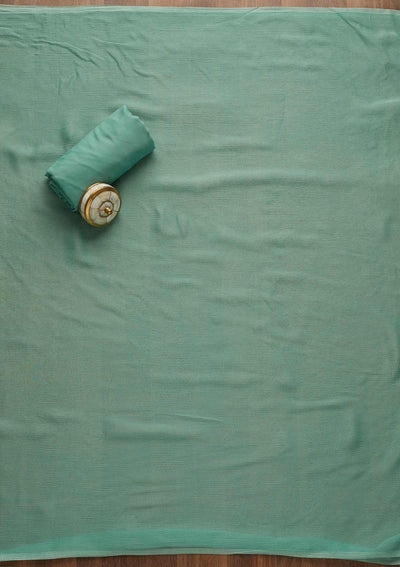 Sea Green Zariwork Art Silk Unstitched Salwar Suit-Koskii