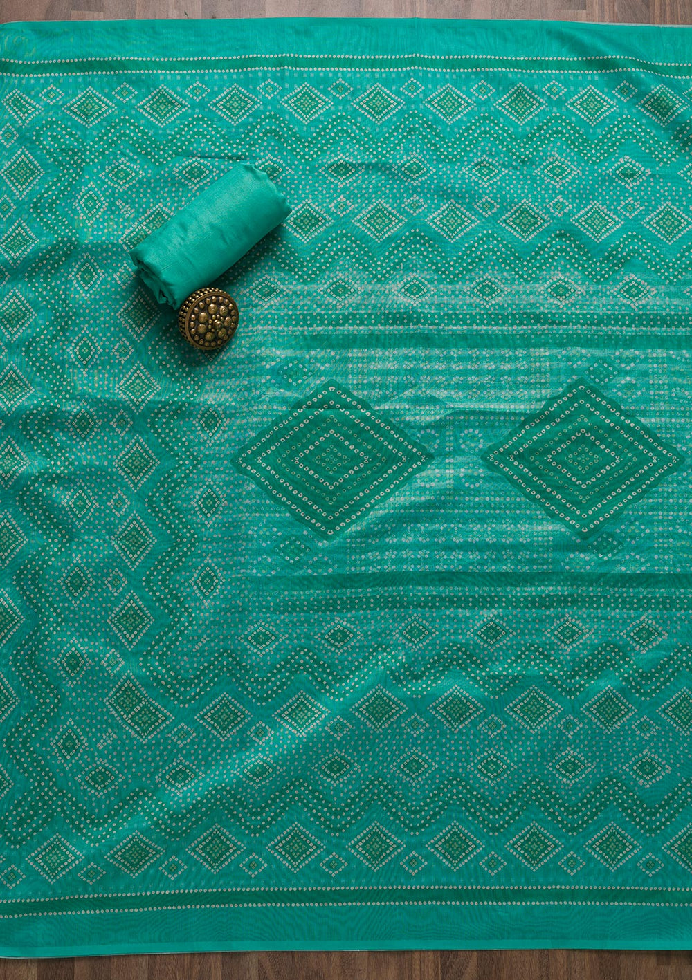 Sea Green Zariwork Chanderi Unstitched Salwar Suit-Koskii
