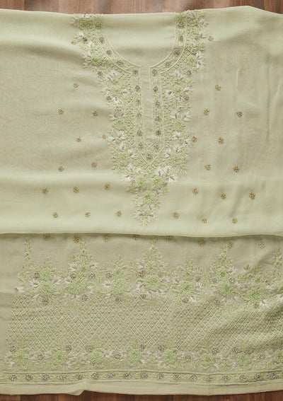 Sea Green Zariwork Georgette Unstitched Salwar Suit-Koskii