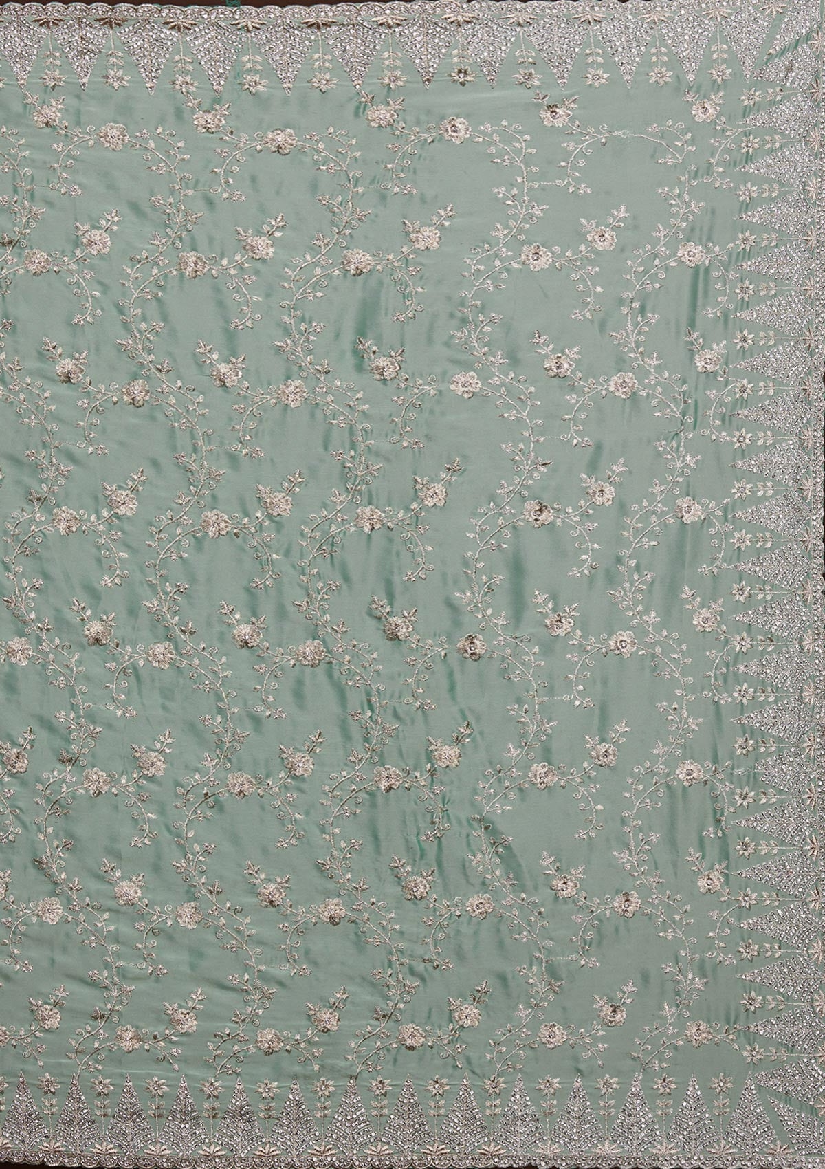 Sea Green Zariwork Georgette Saree-Koskii