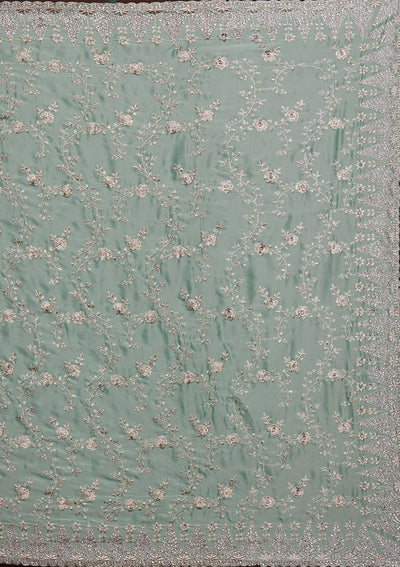 Sea Green Zariwork Georgette Saree-Koskii