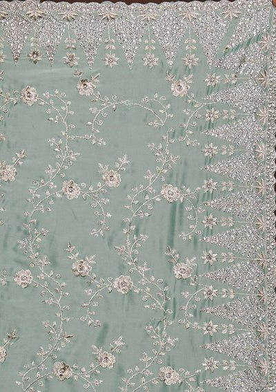 Sea Green Zariwork Georgette Saree-Koskii