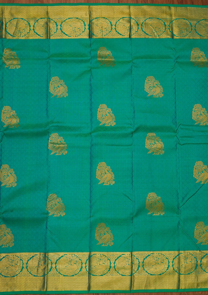 Sea Green Zariwork Pure Silk Designer Saree - koskii