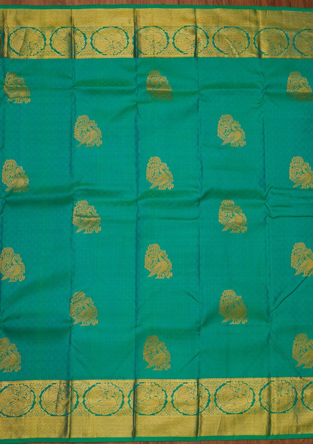 Sea Green Zariwork Pure Silk Designer Saree - koskii