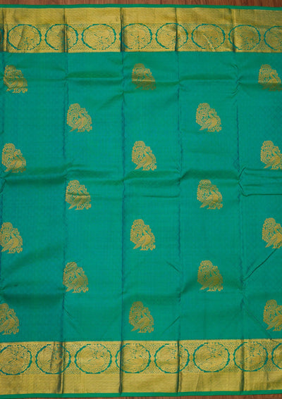 Sea Green Zariwork Pure Silk Designer Saree - koskii