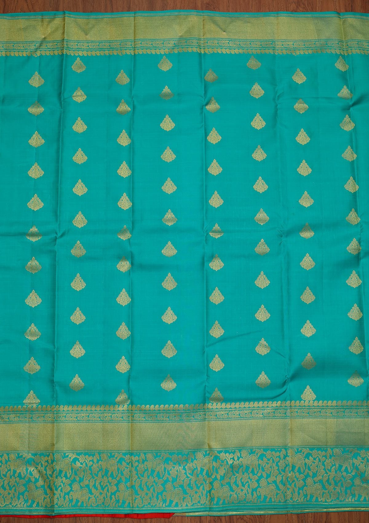Sea Green Zariwork Pure Silk Designer Saree - koskii