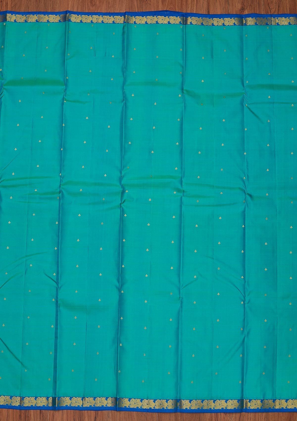Sea Green Zariwork Pure Silk Designer Unstitched Saree - Koskii