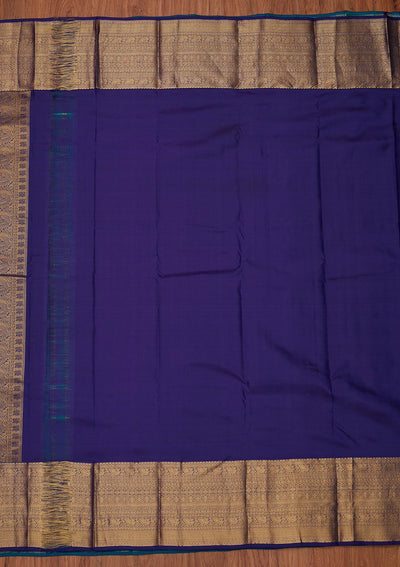 Sea Green Zariwork Pure Silk Designer Unstitched Saree - Koskii