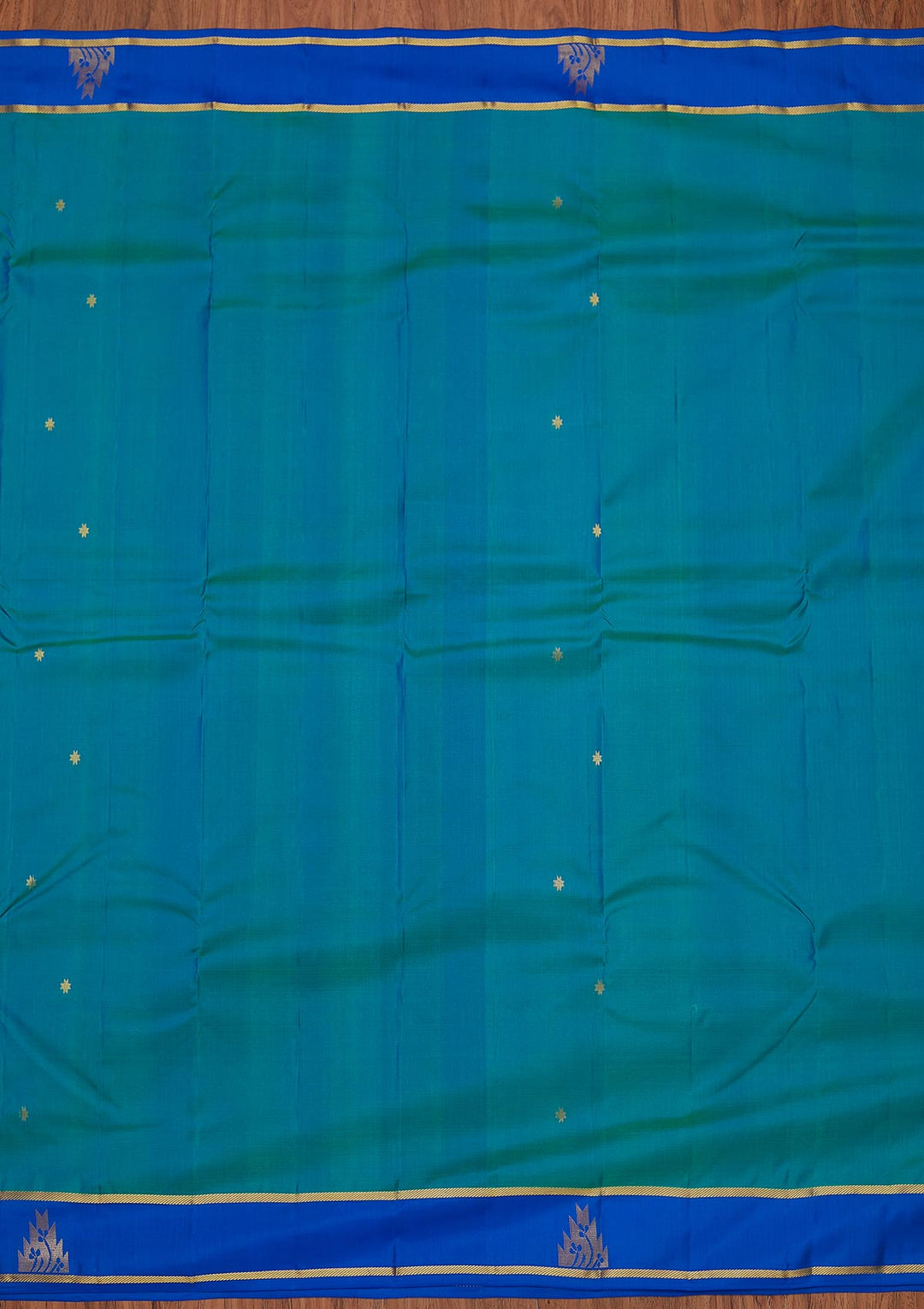 Sea Green Zariwork Pure Silk Designer Unstitched Saree - Koskii