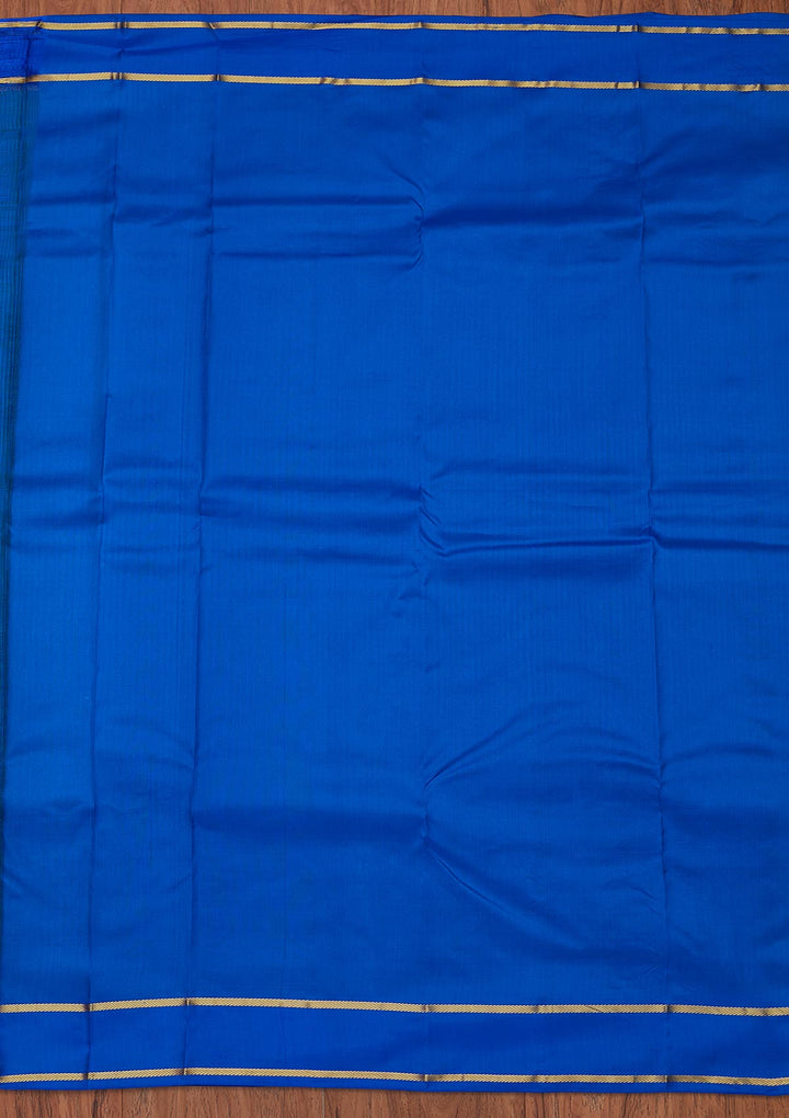 Sea Green Zariwork Pure Silk Designer Unstitched Saree - Koskii