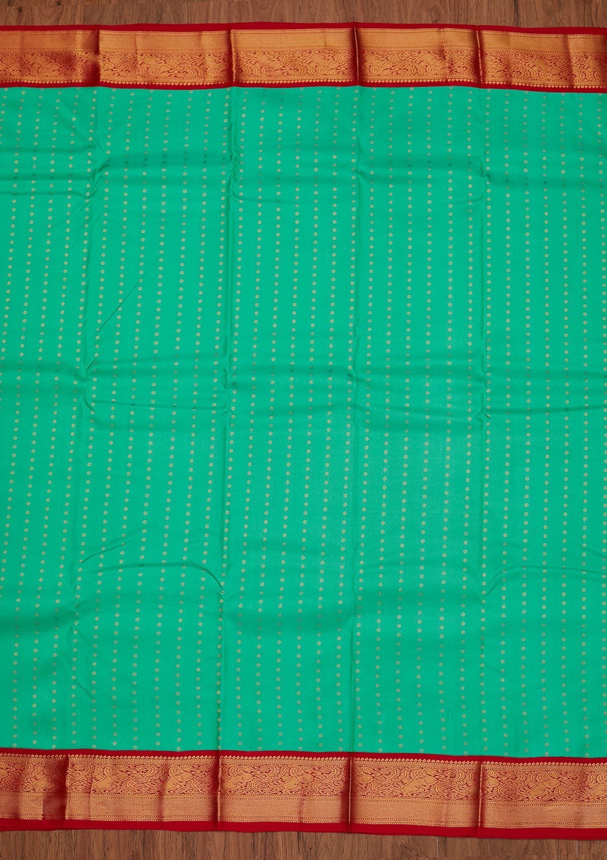 Sea Green Zariwork Pure Silk Designer Unstitched Saree - Koskii
