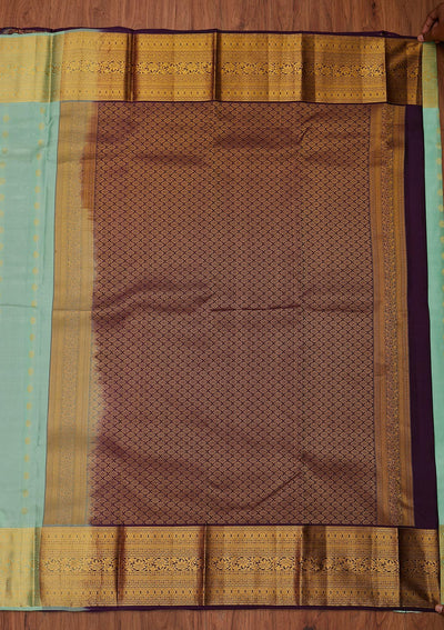 Sea Green Zariwork Pure Silk Designer Unstitched Saree - Koskii