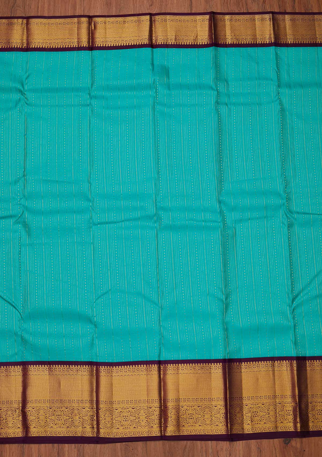 Sea Green Zariwork Pure Silk Designer Unstitched Saree - Koskii