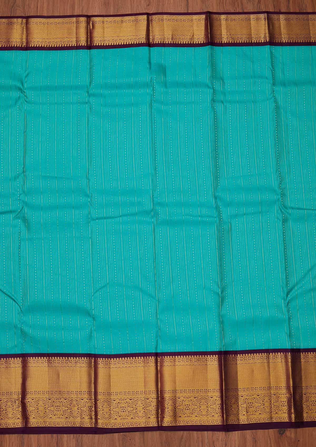 Sea Green Zariwork Pure Silk Designer Unstitched Saree - Koskii