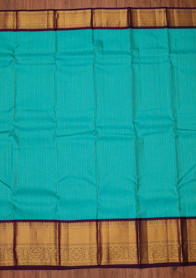 Sea Green Zariwork Pure Silk Designer Unstitched Saree - Koskii