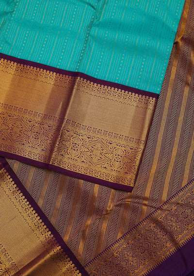 Sea Green Zariwork Pure Silk Designer Unstitched Saree - Koskii