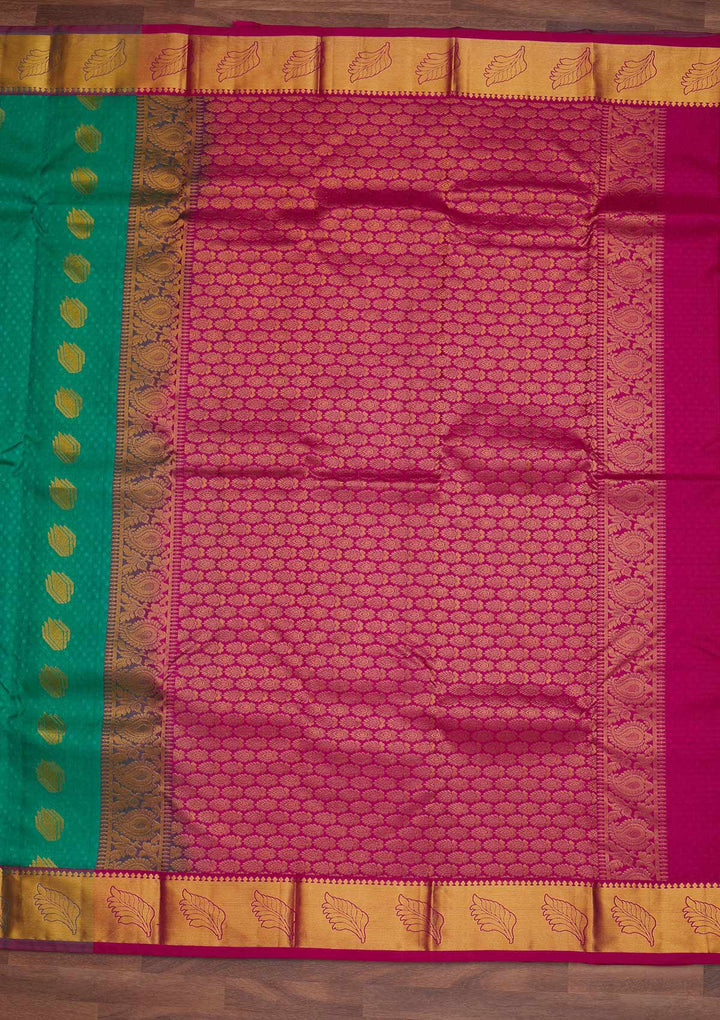 Sea Green Zariwork Pure Silk Designer Saree - Koskii