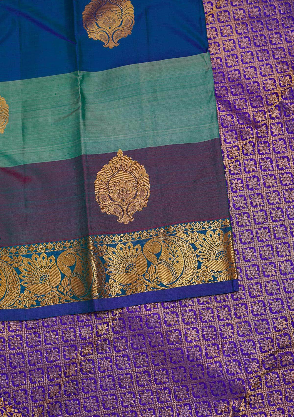 Sea Green Zariwork Pure Silk Designer Saree - Koskii